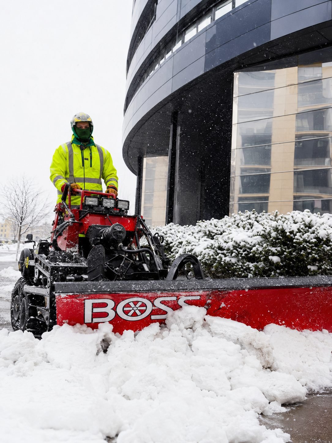 Commercial sidewalk snow clearing